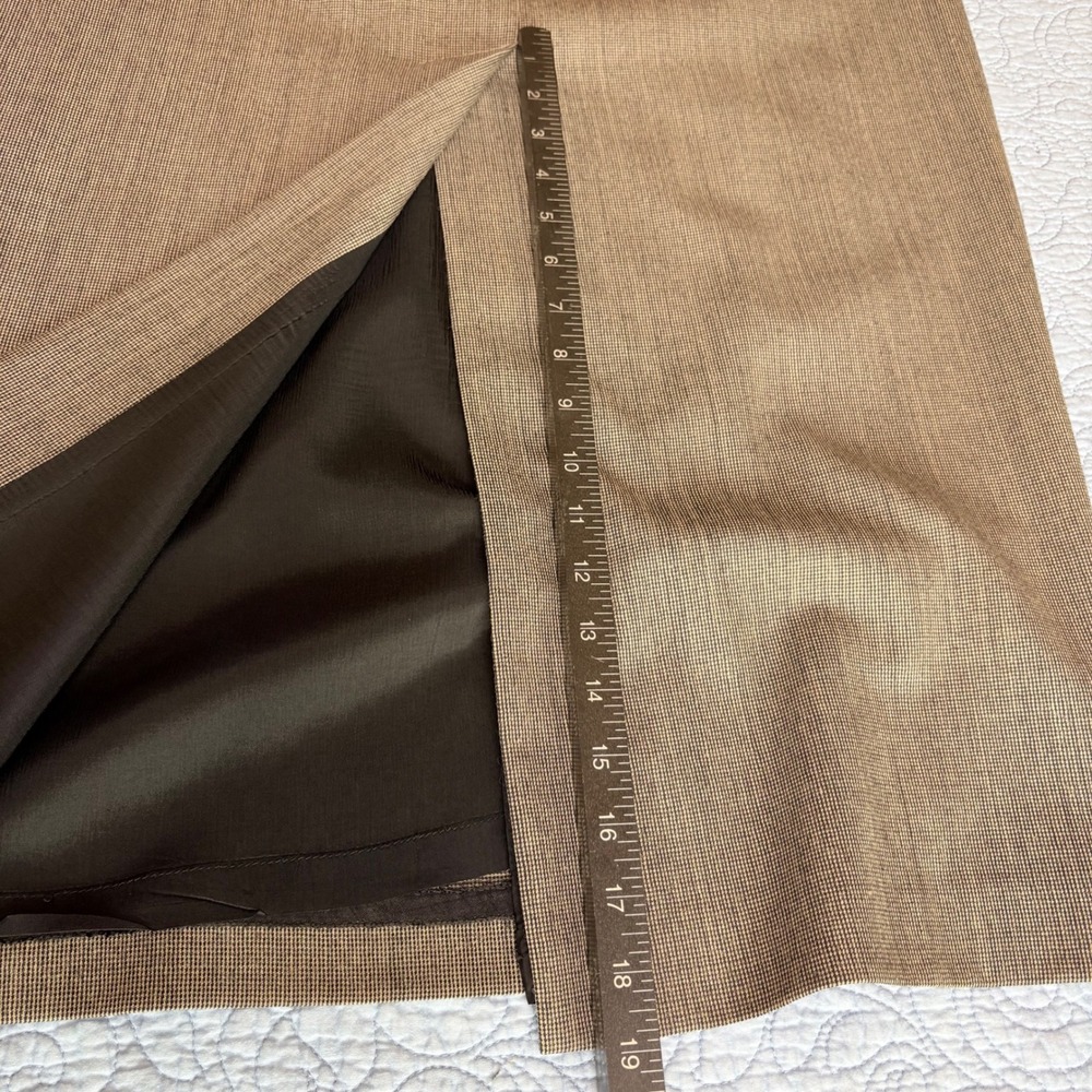 Valerie Stevens Pure Wool Maxi Skirt Gray Brown Micro Check Size 12 - Picture 10 of 10